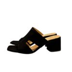 Sandalo Mules Sabot Luca Grossi in Camoscio Nero Tacco 6 cm art. L972S - immagine 4