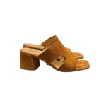 Sandalo Mules Sabot Luca Grossi in Camoscio Cuoio Tacco 6 cm art. L972S