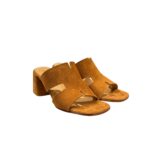 Sandalo Mules Sabot Luca Grossi in Camoscio Cuoio Tacco 6 cm art. L972S - immagine 2