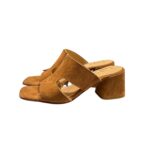 Sandalo Mules Sabot Luca Grossi in Camoscio Cuoio Tacco 6 cm art. L972S - immagine 4