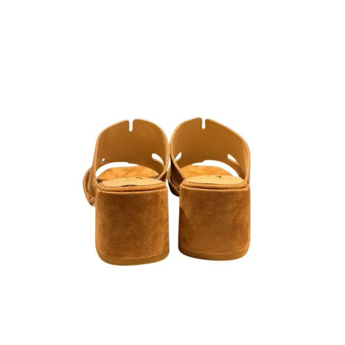 Sandalo Mules Sabot Luca Grossi in Camoscio Cuoio Tacco 6 cm art. L972S, foto 5 di 5