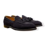 Mocassino con Nappine Uomo Doucal's In Camoscio Blu Con Fondo Cuoio Antiscivolo Art. DU3339ORVNUF009NB00 - immagine 2