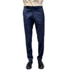 Pantaloni Fresco Lana con Elastico in vita e Tasca a Filo Michael Coal Blu Notte art. Brad One More Size 3687 Lungo