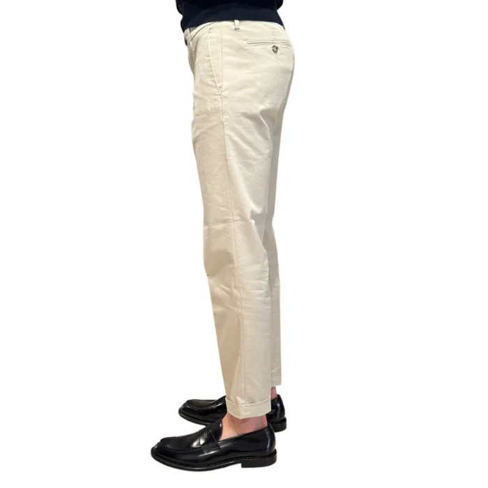 Pantaloni Re-Hash tessuto cotone misto lino, tasche a filo, Color Beige Sabbia cod. P247 2277 Mucha Chinos 0144, foto 2 di 3