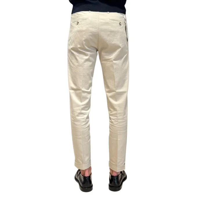 Pantaloni Re-Hash tessuto cotone misto lino, tasche a filo, Color Beige Sabbia cod. P247 2277 Mucha Chinos 0144, foto 3 di 3