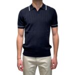 Polo A Coste in Seta e Cotone Della Ciana Blu Navy art. DC1-22109 590