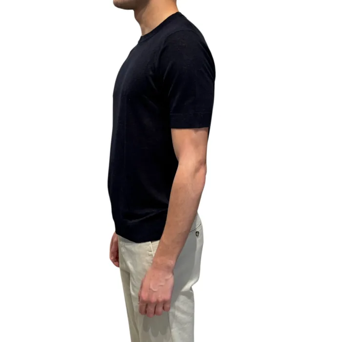T-Shirt  Filippo De Laurentiis in Lino color Blu Navy art. GC1MC LS16R 890, foto 2 di 3