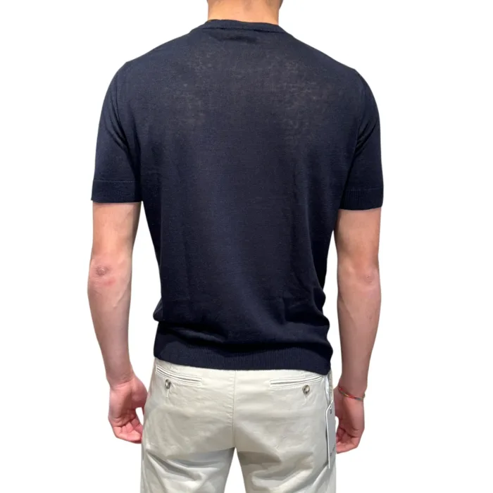 T-Shirt  Filippo De Laurentiis in Lino color Blu Navy art. GC1MC LS16R 890, foto 3 di 3