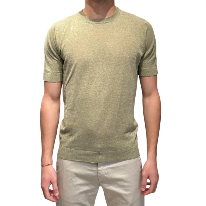 T-Shirt  Filippo De Laurentiis in Lino color Verde Pistacchio art. GC1MC LS16R 620, foto 1 di 3