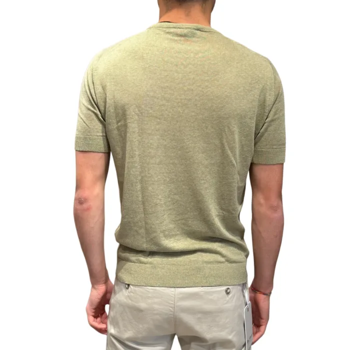 T-Shirt  Filippo De Laurentiis in Lino color Verde Pistacchio art. GC1MC LS16R 620, foto 3 di 3