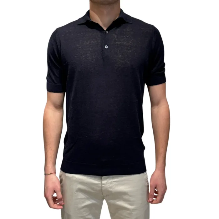 Polo Filippo De Laurentiis in Lino color Blu Navy art. PL1MC LS16R 890, foto 1 di 3