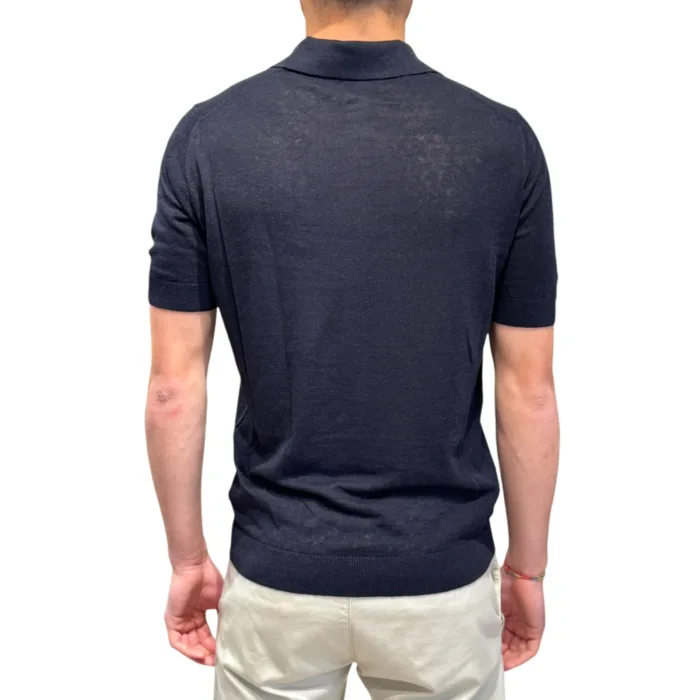 Polo Filippo De Laurentiis in Lino color Blu Navy art. PL1MC LS16R 890, foto 3 di 3