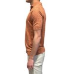 Polo Manica Corta 3 Bottoni In Misto Seta Lino Filippo De Laurentiis Arancio Mattone art. PL1MC LS16R 201 - immagine 2