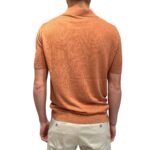 Polo Manica Corta 3 Bottoni In Misto Seta Lino Filippo De Laurentiis Arancio Mattone art. PL1MC LS16R 201 - immagine 3