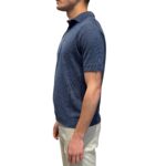 Polo Manica Corta 3 Bottoni In Misto Seta Lino Filippo De Laurentiis Blu Denim art. PL1MC LS16R 882 - immagine 2