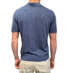 Polo Manica Corta 3 Bottoni In Misto Seta Lino Filippo De Laurentiis Blu Denim art. PL1MC LS16R 882 - immagine 3