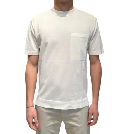 T-shirt con Taschino in Crepe Cotton Filippo De Laurentiis Bianco Latte art TS0MCTOV CR14R 020