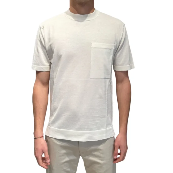 T-shirt con Taschino in Crepe Cotton Filippo De Laurentiis Bianco Latte art TS0MCTOV CR14R 020, foto 1 di 3