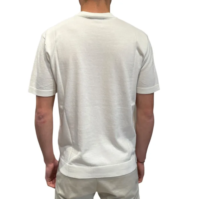 T-shirt con Taschino in Crepe Cotton Filippo De Laurentiis Bianco Latte art TS0MCTOV CR14R 020, foto 3 di 3