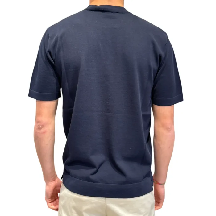T-shirt con Taschino in Crepe Cotton Filippo De Laurentiis Blu art TS0MCTOV CR14R 890, foto 3 di 3