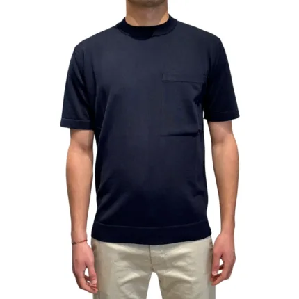 T-shirt con Taschino in Crepe Cotton Filippo De Laurentiis Blu art TS0MCTOV CR14R 890