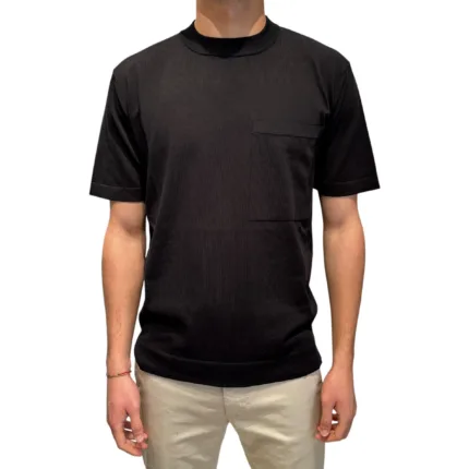 T-shirt con Taschino in Crepe Cotton Filippo De Laurentiis Nero art TS0MCTOV CR14R 990