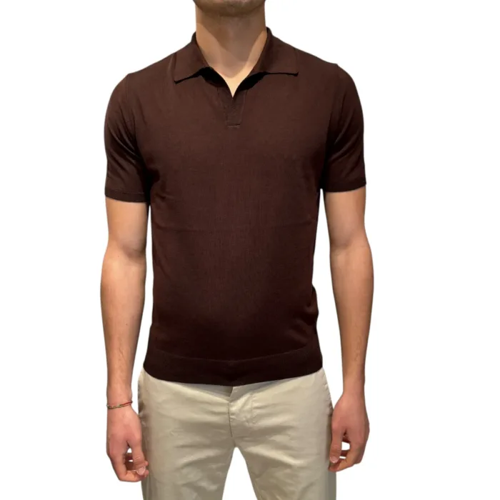 Polo Skipper in Seta e Cotone Ammond Studio Marrone art. 1461592 col 220, foto 1 di 3