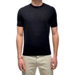 Maglia A Maniche Corte Girocollo in Seta e Cotone Ammond Studio Blu Notte art. 1461590 col 442