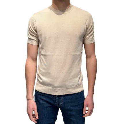 Maglia A Maniche Corte Girocollo in Seta e Cotone Ammond Studio Beige art. 1461590 col 021