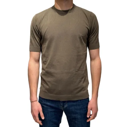 T-shirt in Crepe Cotton Filippo De Laurentiis Verde Oliva art TS0MC CR14R 530