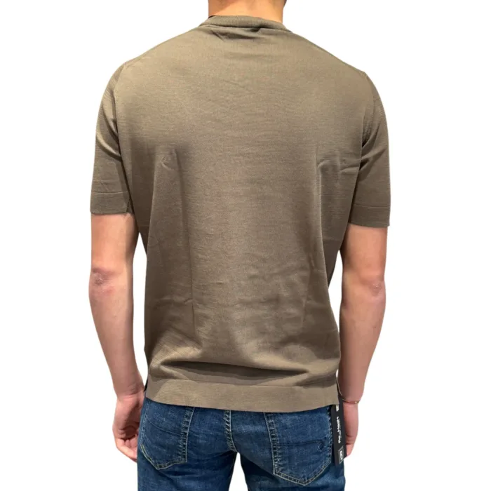 T-shirt in Crepe Cotton Filippo De Laurentiis Verde Oliva art TS0MC CR14R 530, foto 3 di 3