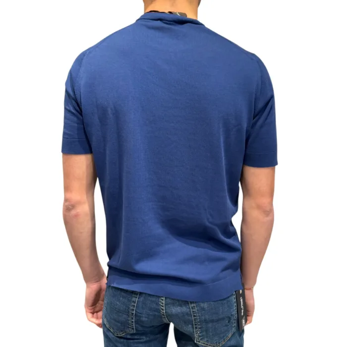 T-shirt in Crepe Cotton Filippo De Laurentiis Blu Cobalto art TS0MC CR14R 851, foto 3 di 3
