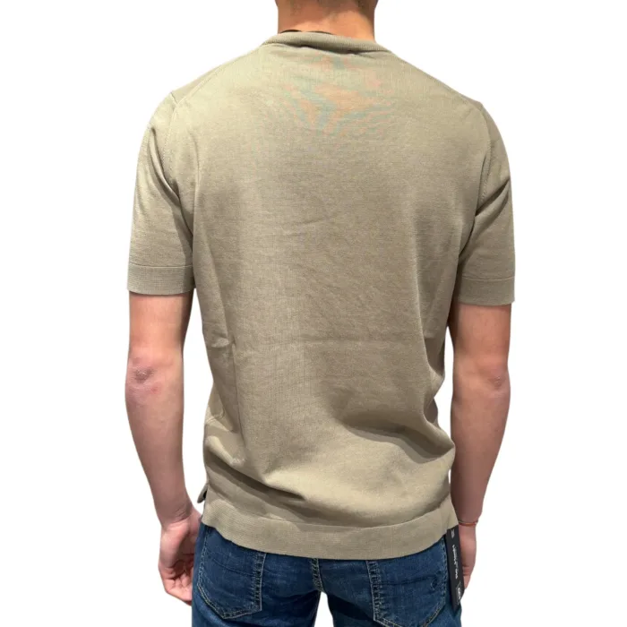T-shirt in Crepe Cotton Filippo De Laurentiis Beige Tortora art TS0MC CR14R 511, foto 3 di 3