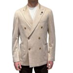 Giacca Doppiopetto Lardini in Jersey Beige Loro Piana Art. PA691E93 PAJ66051 200