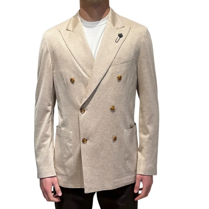 Giacca Doppiopetto Lardini in Jersey Beige Loro Piana Art. PA691E93 PAJ66051 200, foto 1 di 3
