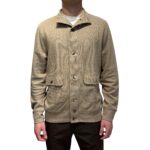 Cardigan Blouson Tramato Filippo De Laurentiis in Misto Cotone e Lino Beige Corda art. BBMLT DUBLIN 050