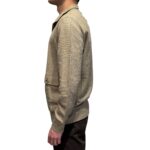 Cardigan Blouson Tramato Filippo De Laurentiis in Misto Cotone e Lino Beige Corda art. BBMLT DUBLIN 050 - immagine 2