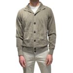 Cardigan Blouson Filippo De Laurentiis in Cotone Beige Tortora art. BB3MLT CR12R 511