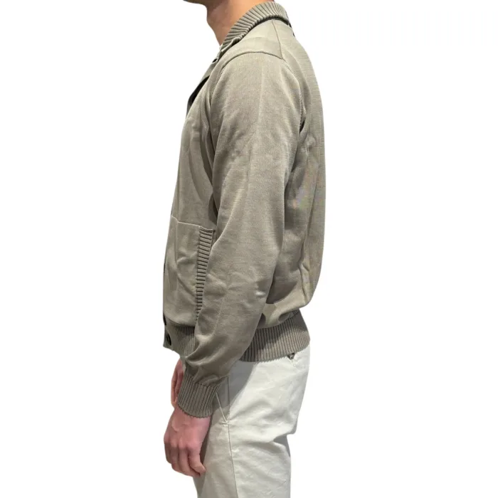 Cardigan Blouson Filippo De Laurentiis in Cotone Beige Tortora art. BB3MLT CR12R 511, foto 2 di 3