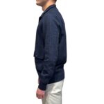 Cardigan Blouson Tramato Filippo De Laurentiis in Misto Cotone e Lino Blu Navy art. BBMLT DUBLIN 890 - immagine 2