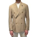Giacca Doppiopetto Lardini in Misto Lino Loro Piana Summertime Beige Corda Art. CN6203E CN64522 220