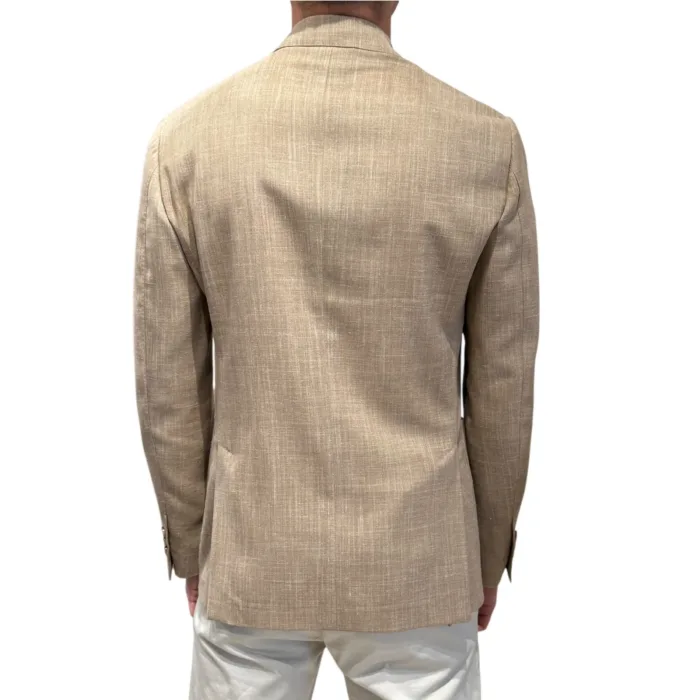 Giacca Doppiopetto Lardini in Misto Lino Loro Piana Summertime Beige Corda Art. CN6203E CN64522 220, foto 3 di 3