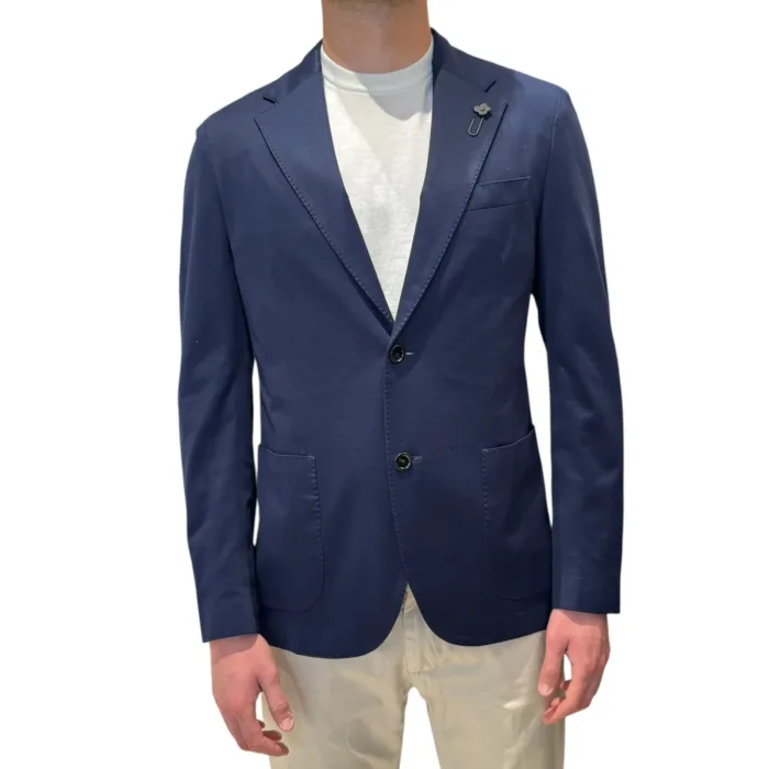 Giacca Lardini in Jersey Blu Loro Piana Art. PA690E93 PAJ66051 850, foto 1 di 3
