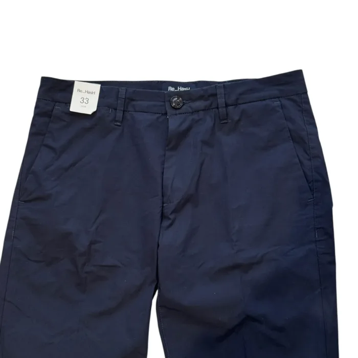 Pantaloni Re-Hash in Cotone, Tasche a Filo, Colore Blu cod. P247 LN 2U001 Blu Mucha Chinos con Risvolto, foto 2 di 2