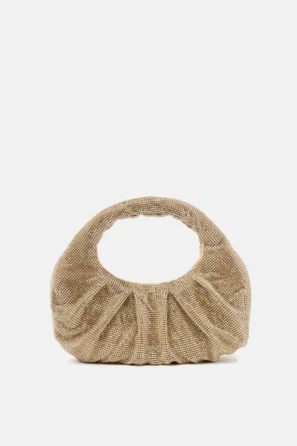 Borsa a Mano Twentyfourhaitch in Maglia Gioiello Strass Oro art. Joan Cha