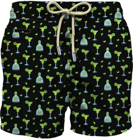 Costume Mc2 Saint Barth Nero Con Dettagli Verdi art. Lighting Micro Fantasy Lime Margarita 00