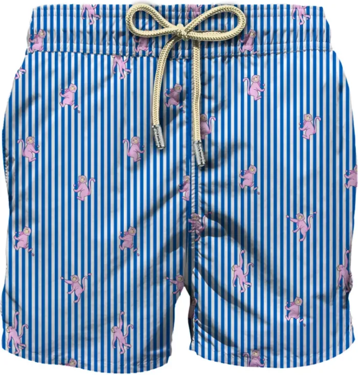Costume Mc2 Saint Barth Righe Bianche e Blu con Scimmie art. Lighting Micro Stretch Monkeys Stripes S 17, foto 1 di 1