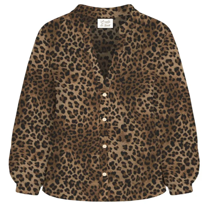 Camicia Mc2 Saint Barth in Cotone E Seta Leopardata art. Liona Silk Voile Sand Leopard 19, foto 1 di 1