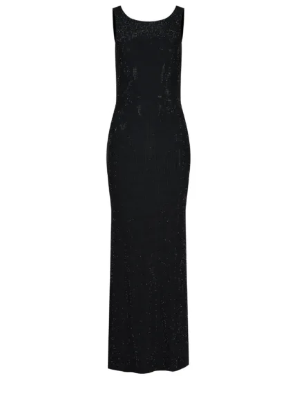 Abito Donna Tubino Lungo Twentyfourhaitch in Jersey Strass Nero Art. Helios