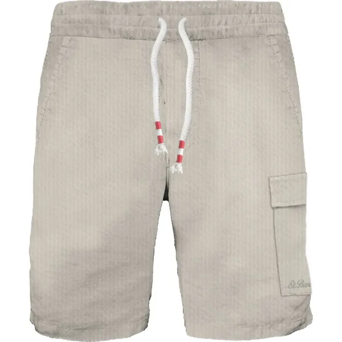 Bermuda In Cotone con Tascone  Mc2 Saint Barth Beige Chiaro art. Marseille Cotton Goffer 10H Grein, foto 1 di 1